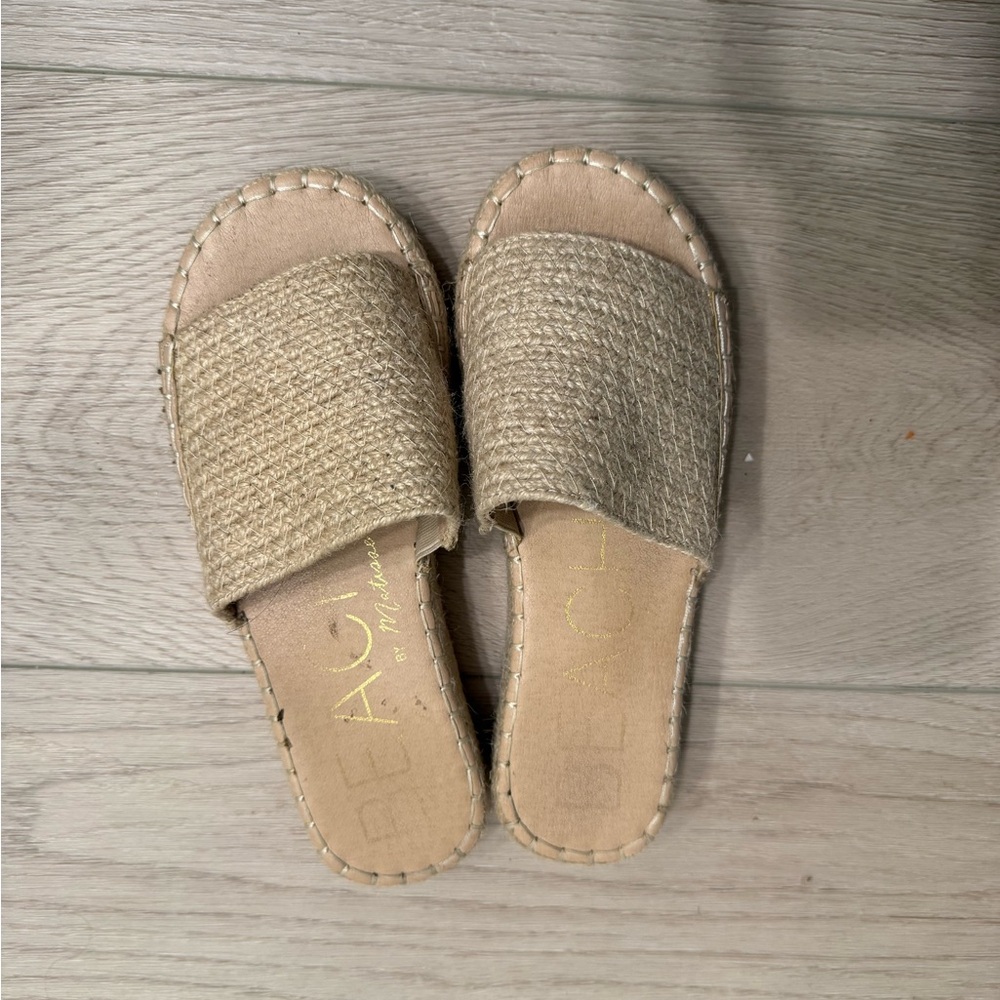 Women's Natural Espadrille Slide Sandals